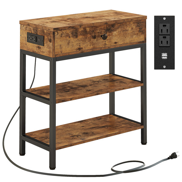 17 Stories Keylli 24.9'' Tall End Table with Storage and BuiltIn